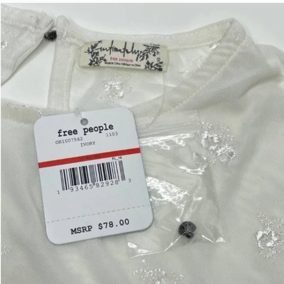 NWT Free People Floral Mesh Embroidered Bodysuit - Picture 5 of 9